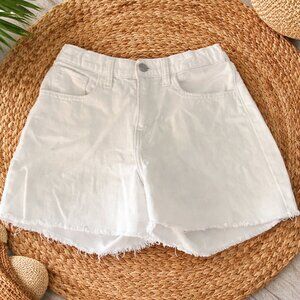 Old Navy Girls White High-Rise Denim Shorts Size 14 Adjustable Waist